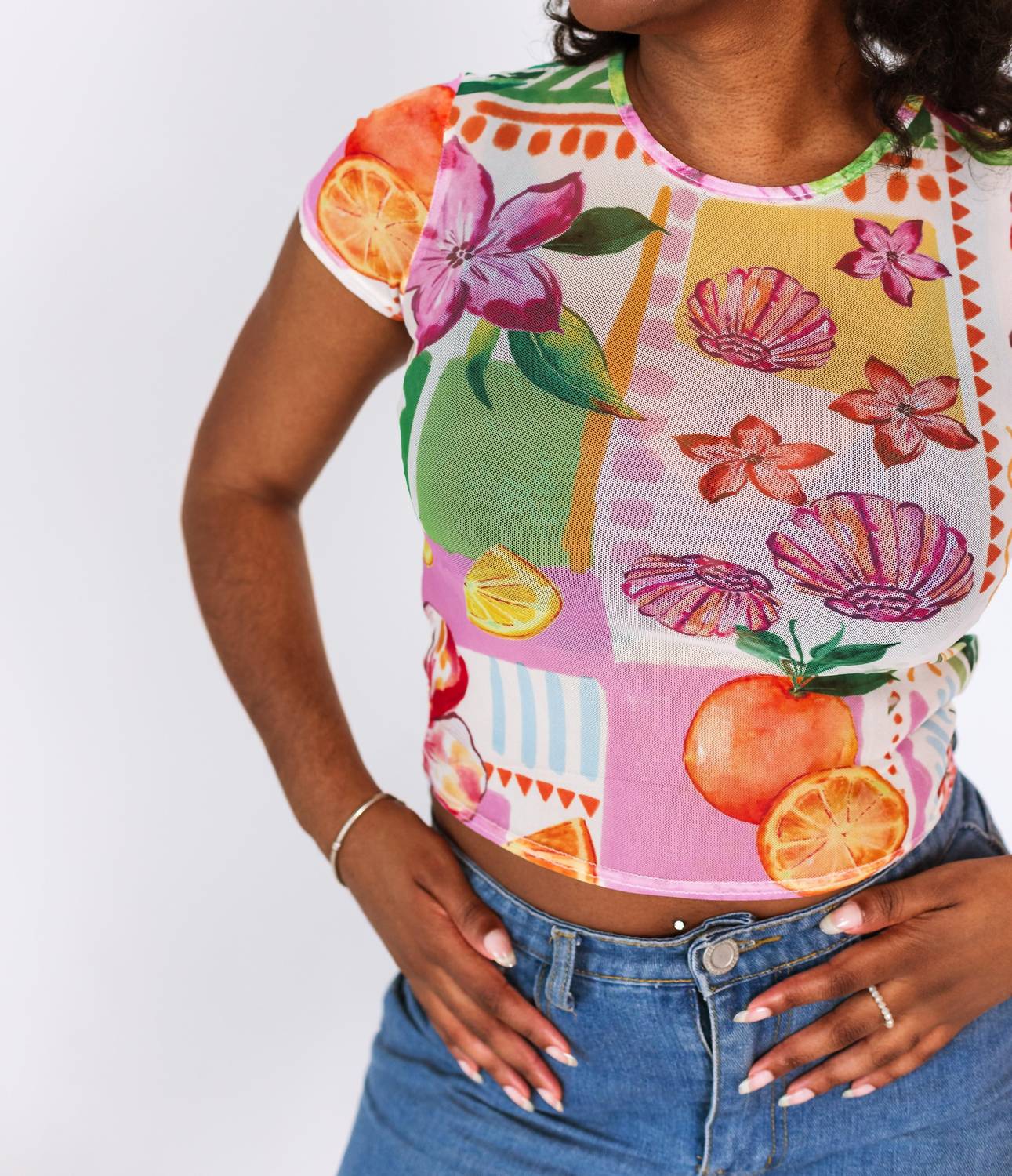 Pretty Garbage - Topical Mesh Crop Tee