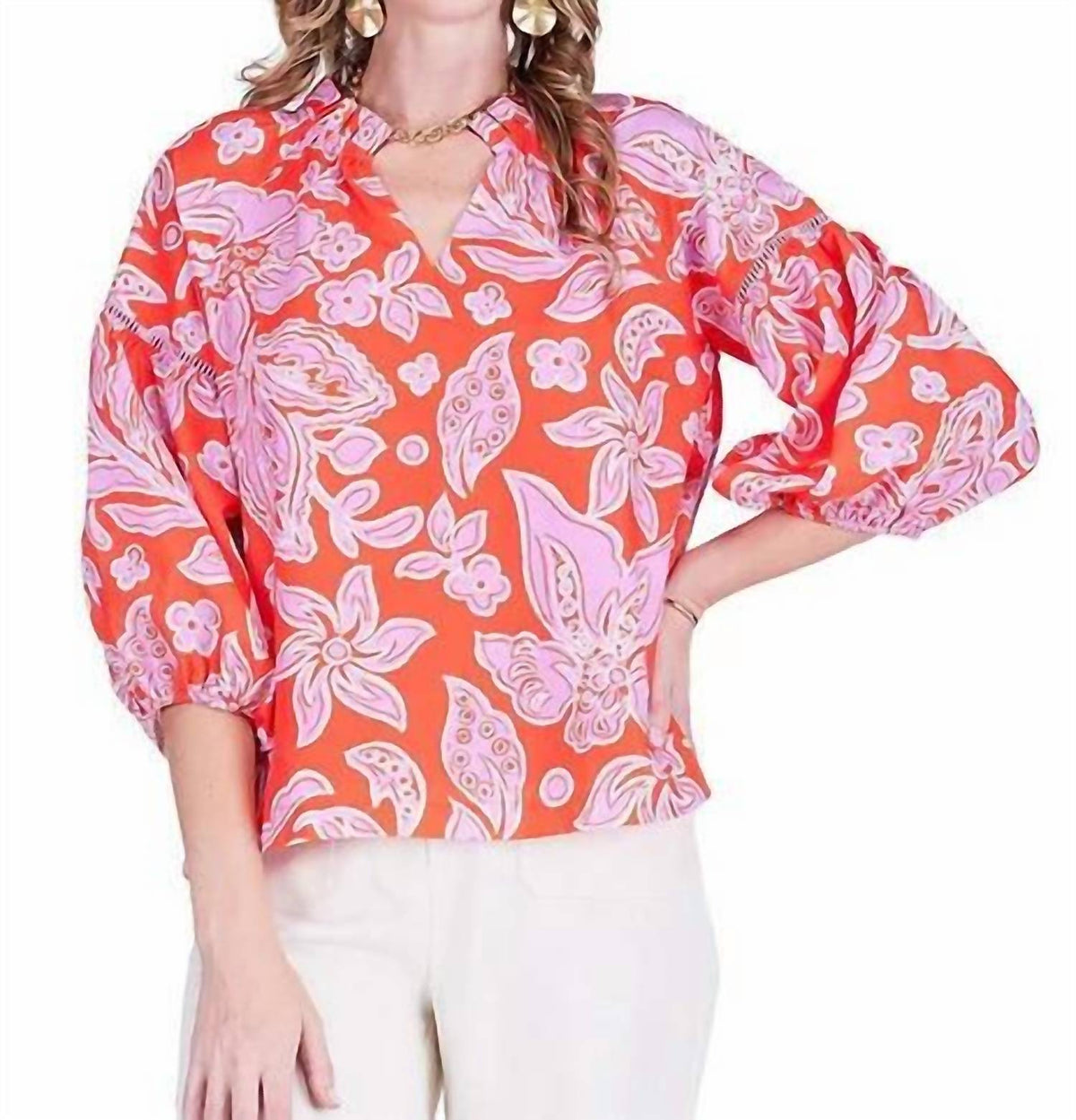 Jade - Ruffle V-neck Peasant Top