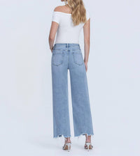 Vervet By Flying Monkey - Mid Rise Frayed Hem Ankle Wide Leg Jeans