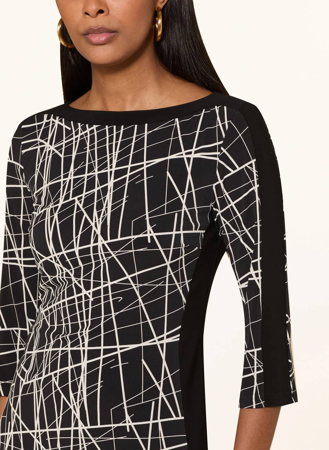 Joseph Ribkoff Abstract Lines Sheath Dress in black moonstone - women's dress - alternate view