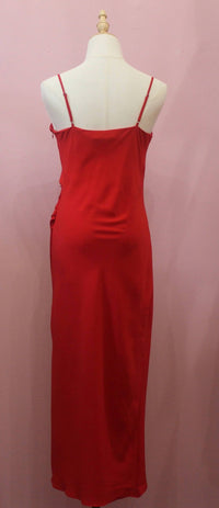 GREYLIN Women's Esther Ruched Midi Slip Dress in red - women's dress - detail view