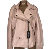 BLANKNYC Women's Faux Leather Zipper Pockets Jacket in blush pale pink - women's jacket