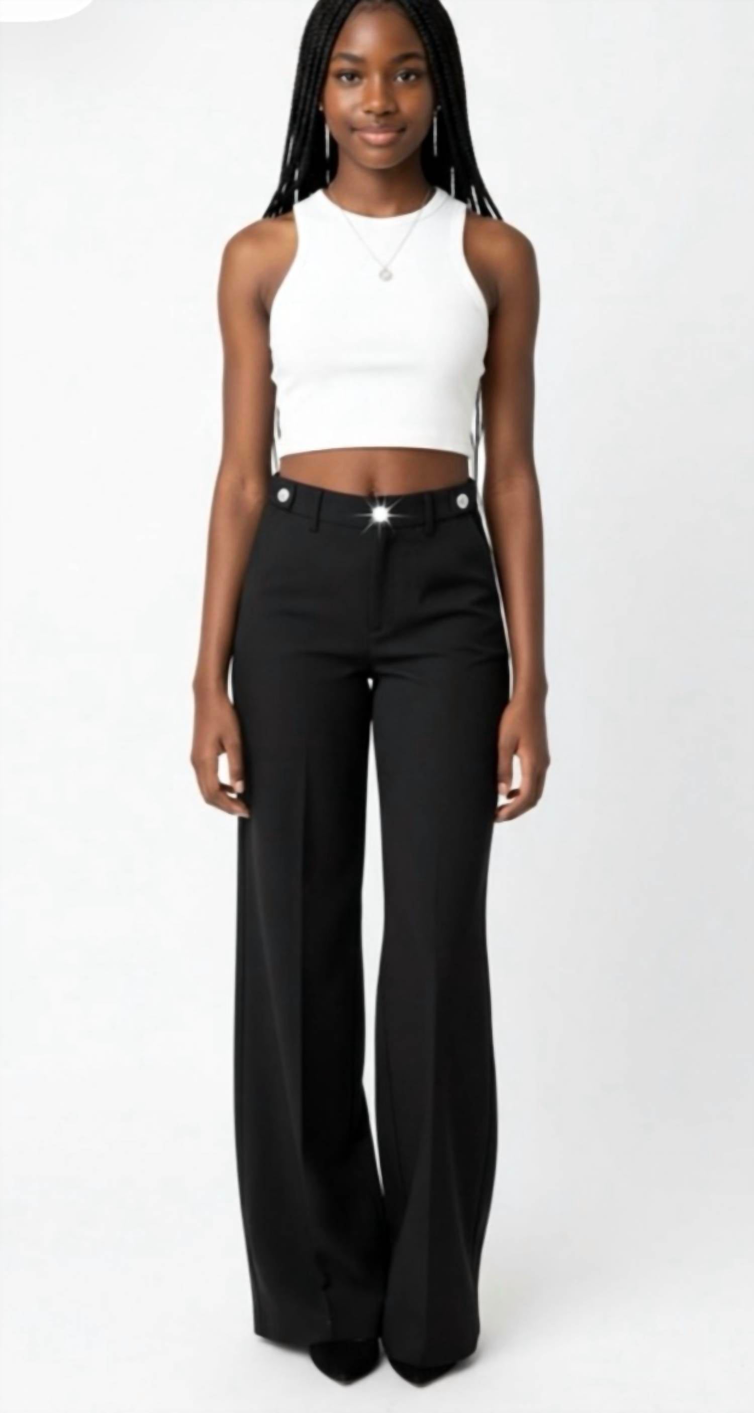 Bianco - Mika Wide Trouser with Rhinestone Buttons