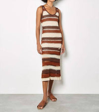 Apricot - Crochet Stripe Mid Maxi Dress