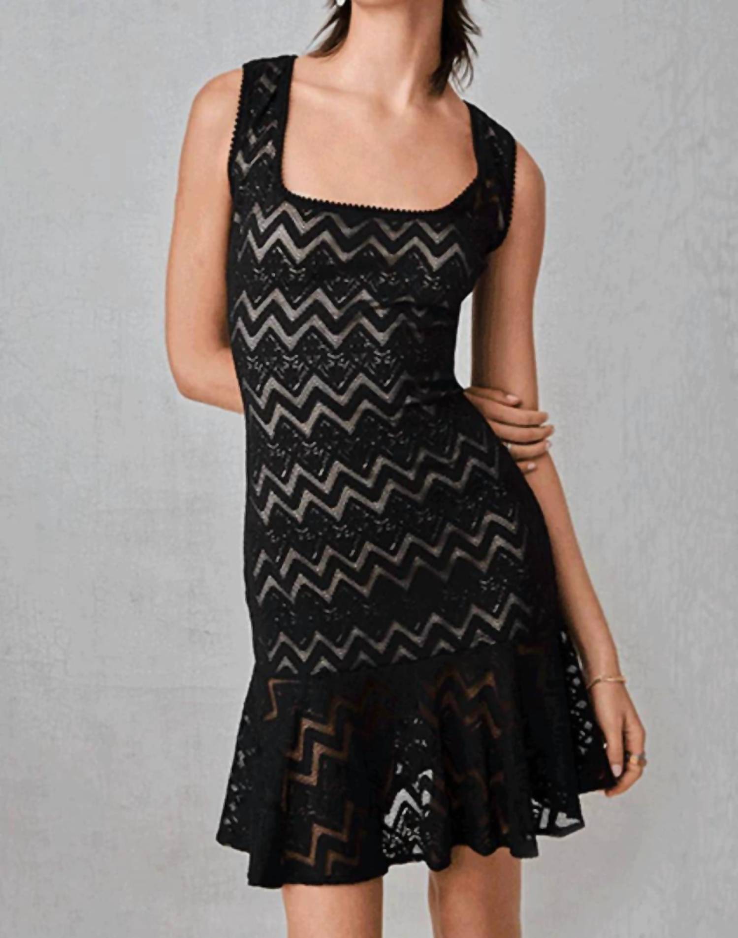 Kevan Hall - Square Neck Chevron Dress