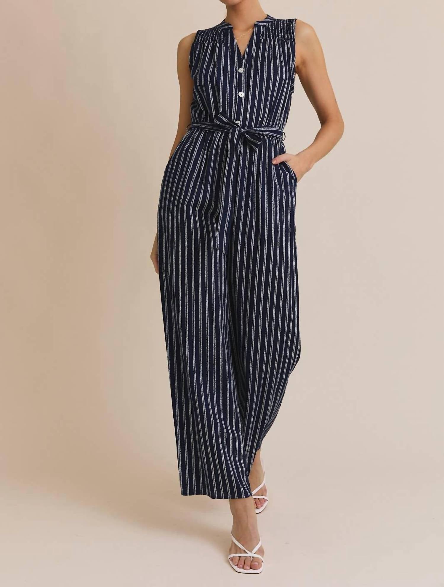 Gilli - Francis Striped Sleeveless Jumpsuit