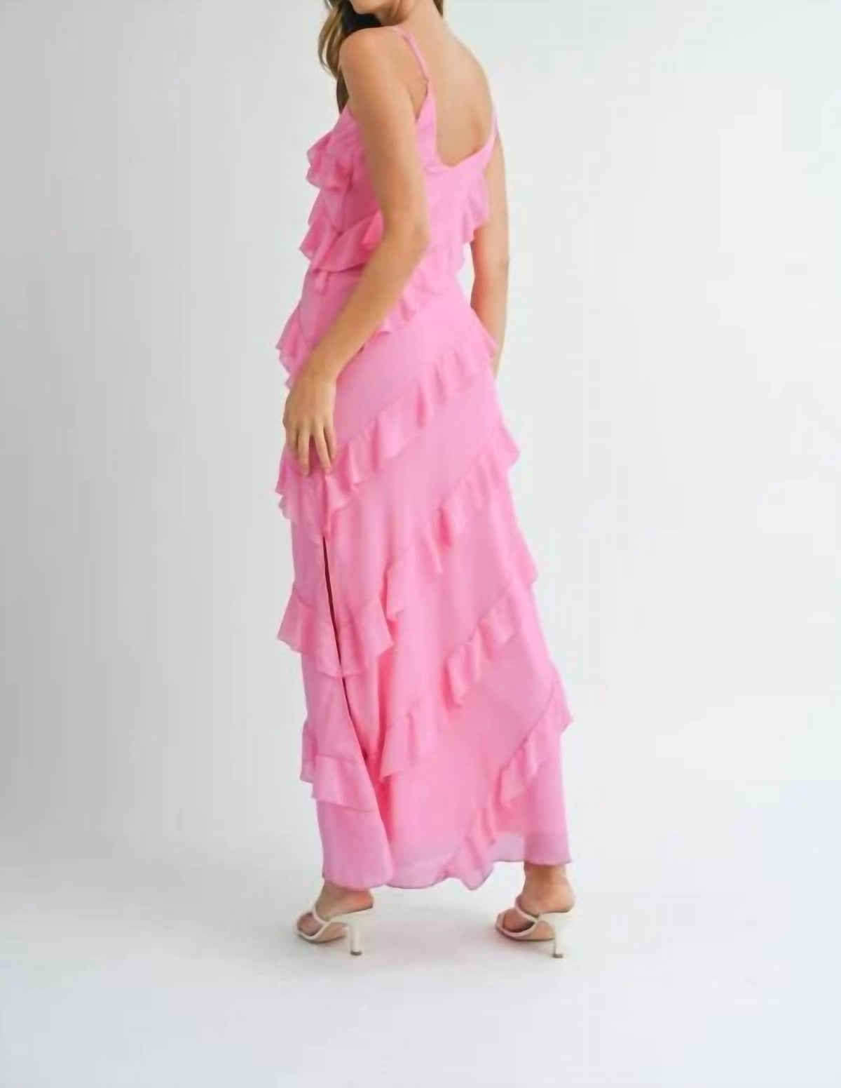 Mable - Asymmetrical Tiered Ruffled Maxi Dress