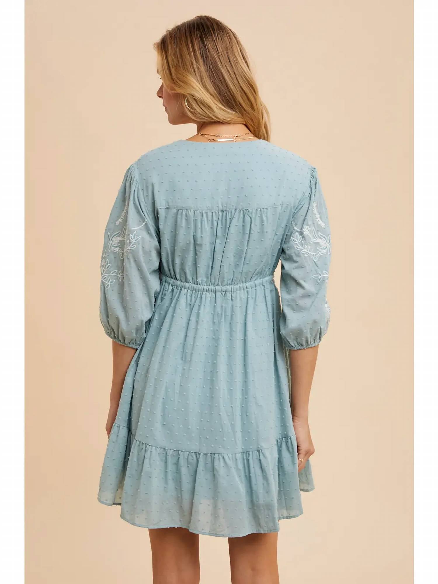 In-Loom - Embroidered Swiss Dot Mini Dress