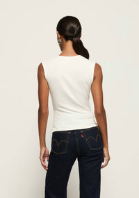 Nation LTD Haven Sleeveless Tee Tank in porcelain - women's tank top - detail view