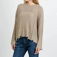 Terra - Contrast Stitch & Rib Sweater