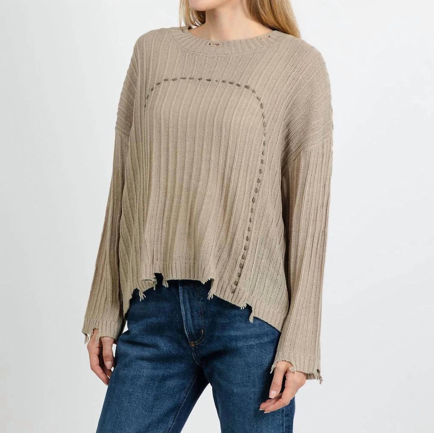 Terra - Contrast Stitch & Rib Sweater