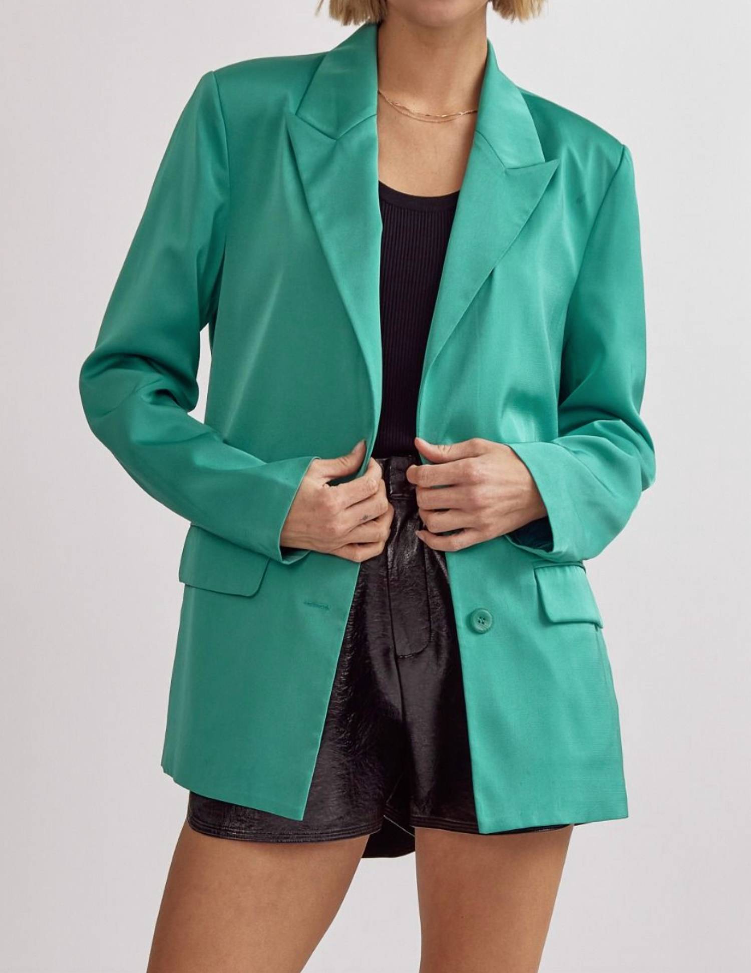 Entro - Satin Button Front Blazer