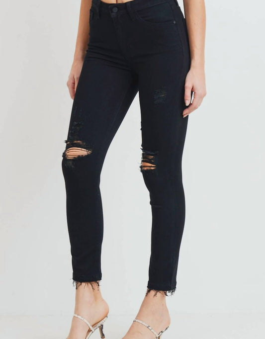 Just Black Denim - High Rise Destructed Skinny Jeans