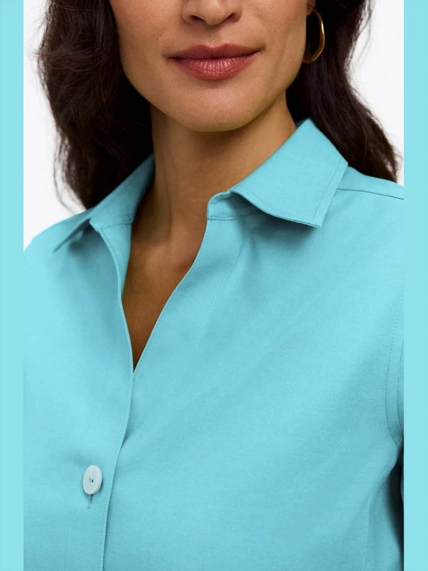 Foxcroft - Paityn No Iron Pinpoint 3/4 Sleeve Shirt