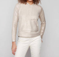 Charlie B - Metallic Knit Hoodie Sweater