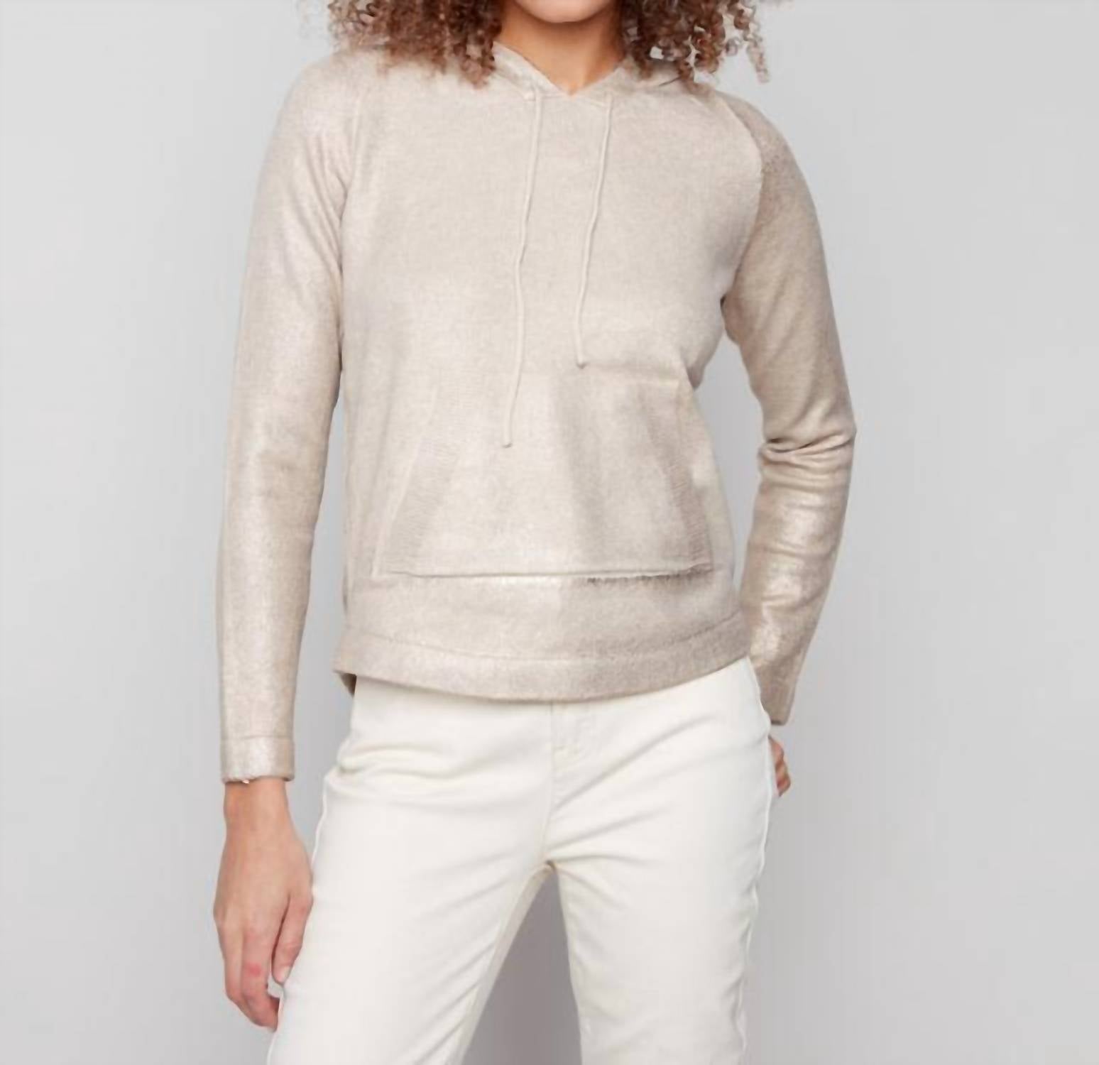 Charlie B - Metallic Knit Hoodie Sweater