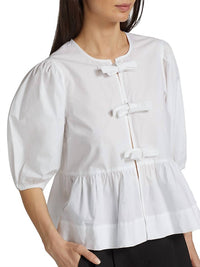 Ganni - COTTON POPLIN PEPLUM BLOUSE