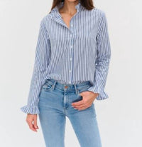 Six/Fifty - Holland Poplin Striped Ruffle Detailed Blouse
