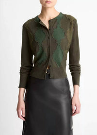 Vince - Hand Cut Argyle Cardigan