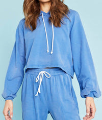 PROJECT SOCIAL T Sana Washed Hoodie in yacht blue - women's top