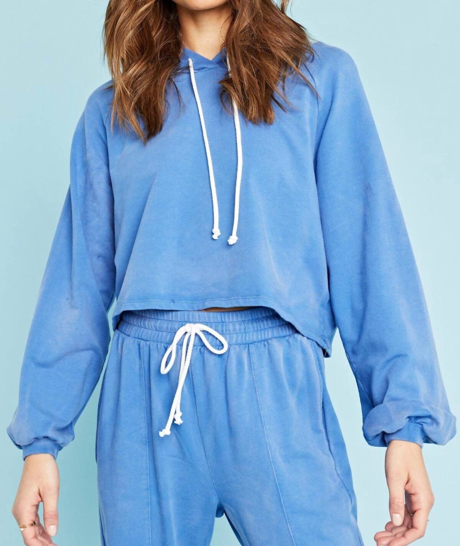 PROJECT SOCIAL T Sana Washed Hoodie in yacht blue - women's top