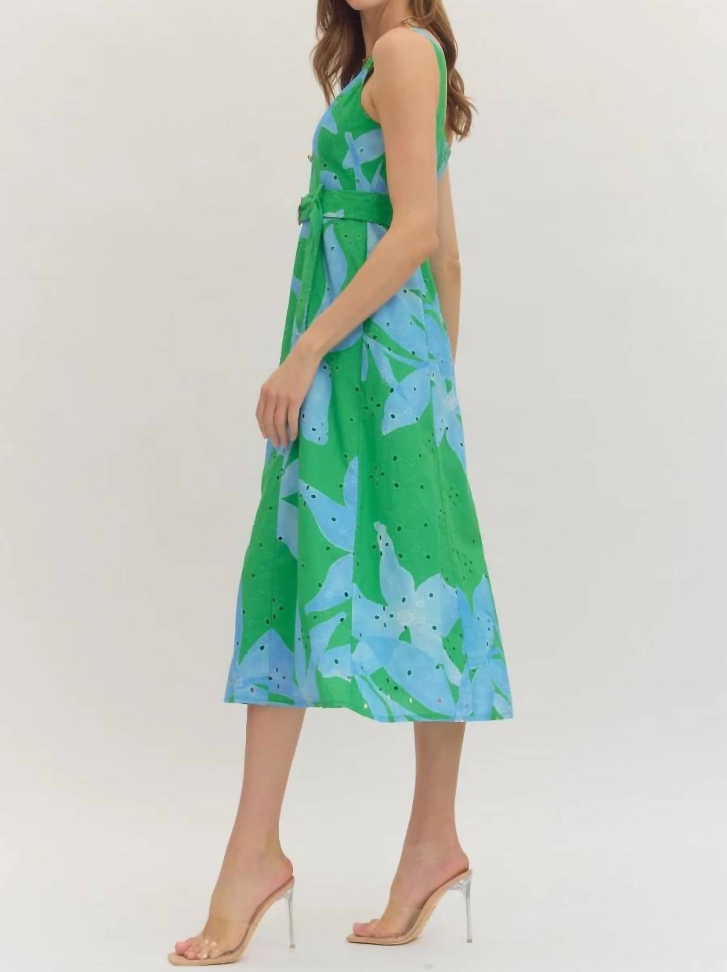 Entro - Vibrant Floral Print Midi Dress