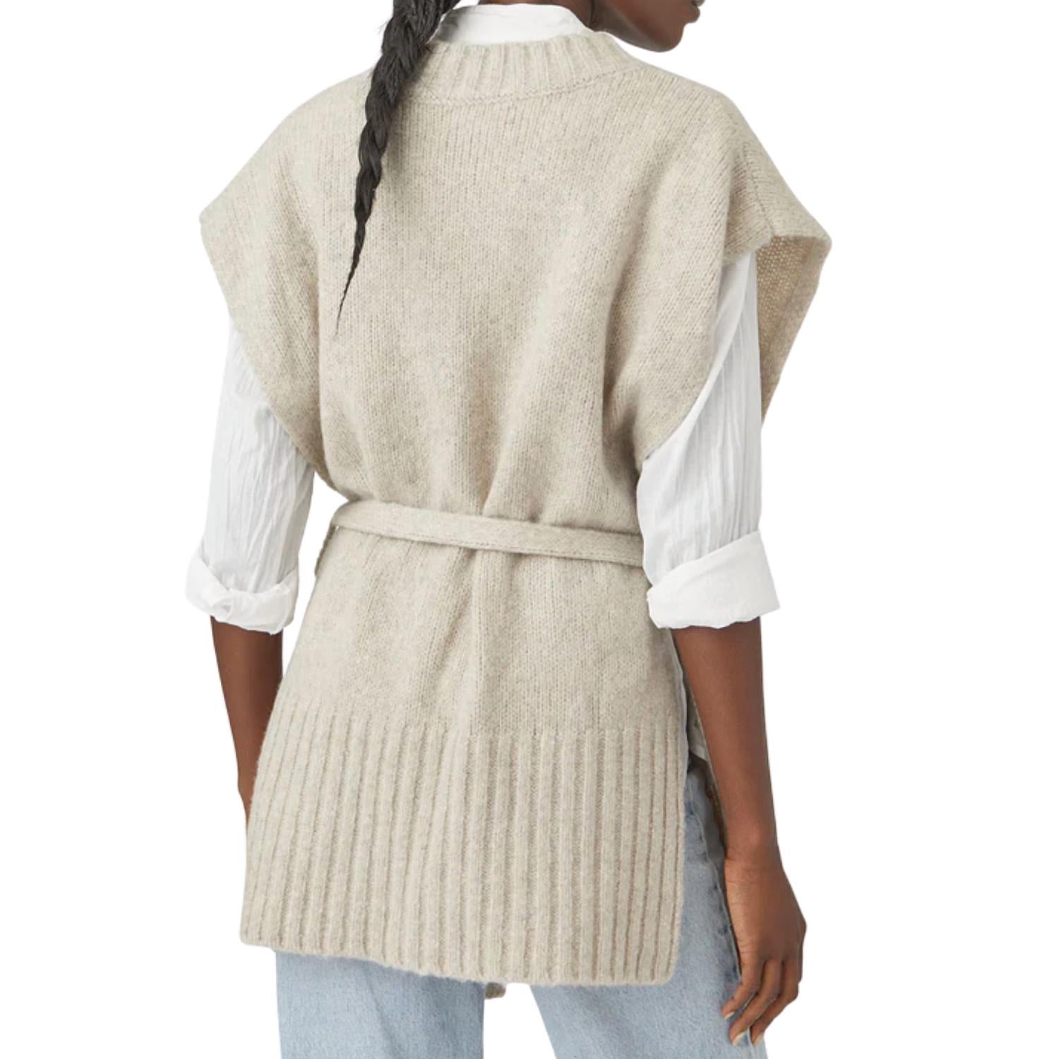 XIRENA Women's Margo Cashmere Vest in oat - women's jacket - detail view