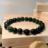 Faire - Moss Agate & Lava Gemstone Mala Bracelet