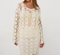 Esqualo - Carina Tape Yarn Crochet Cardigan