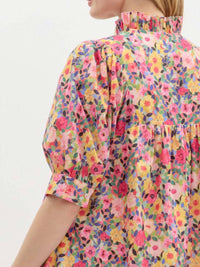 entro Floral Print Ruffle V-neck Mini Dress in pink - women's dress - view 5