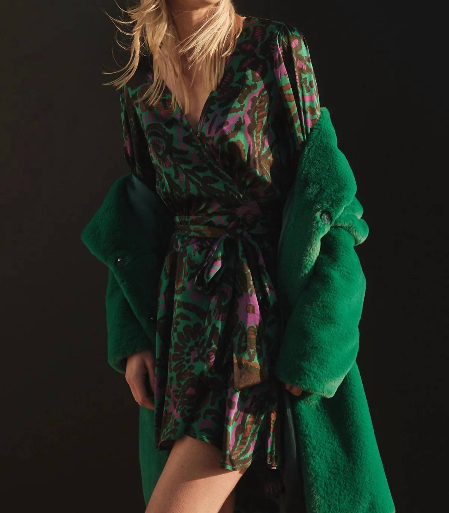 Velvet By Graham & Spencer - Bridget Printed Satin Wrap Dress