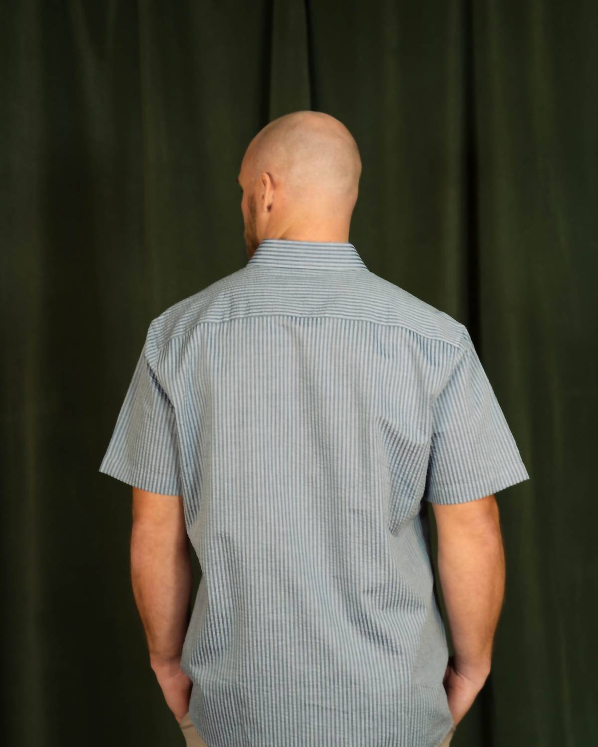 Stone Rose - Seersucker Striped Button Down Shirt