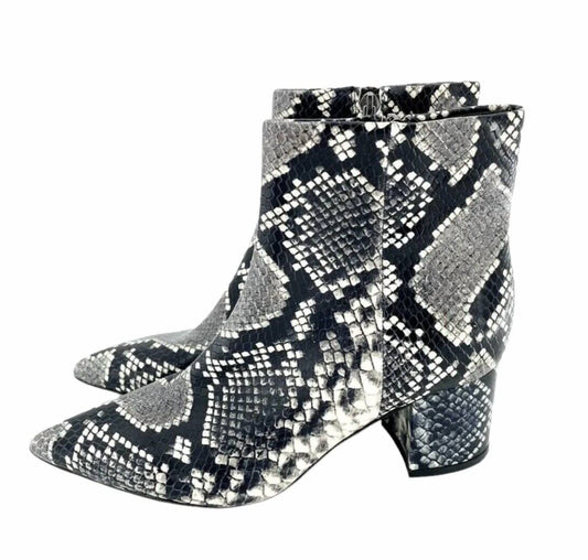 Marc Fisher - Women Snake Print Leather Pointed Toe Ankle Boots