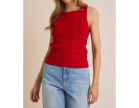 Gilli - Boat Neck Button Up Ribbed Top