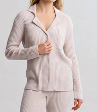 Barefoot Dreams - Cozychic Ultra Lite Lurex Rib Button Front Shirt