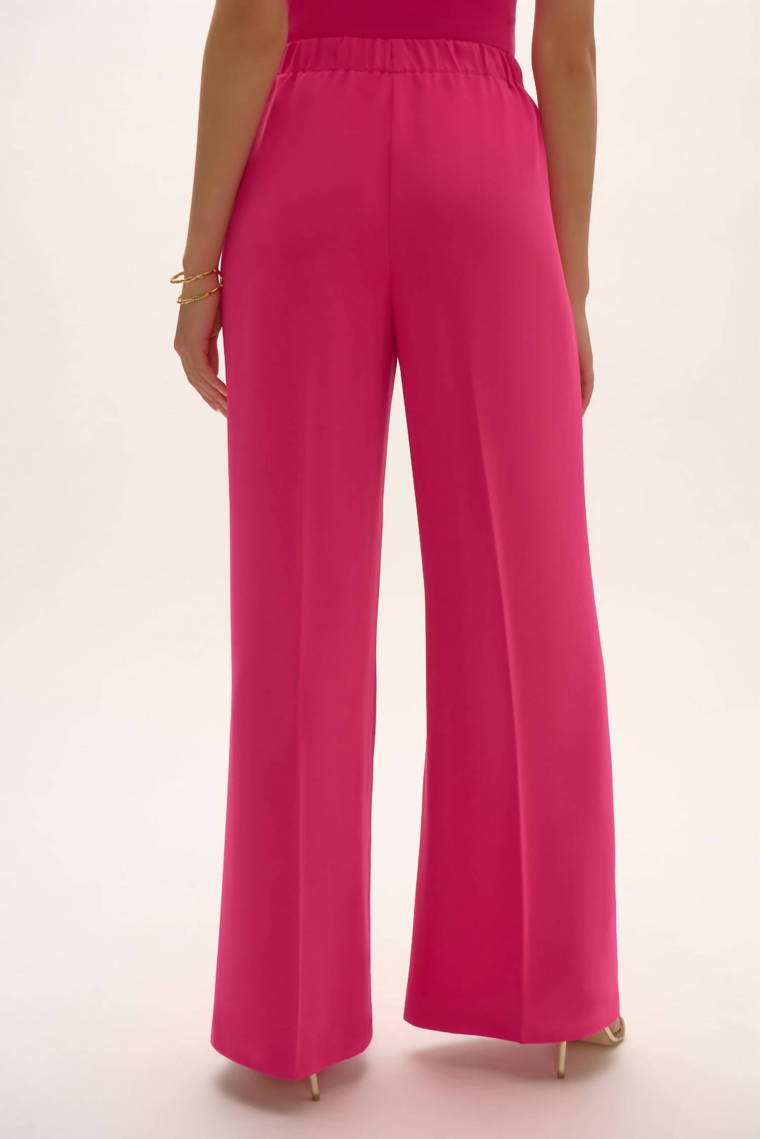Joseph Ribkoff Pull on Wide Leg Pant in geranium - women's pants - detail view