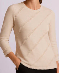 J'Envie/Eli Sorrento Fringe Top in wheat white - women's blouse - detail view