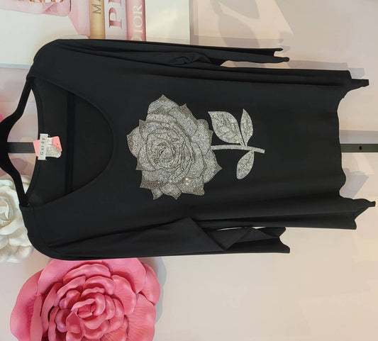 Gardy - Rhinestone Flower Tunic