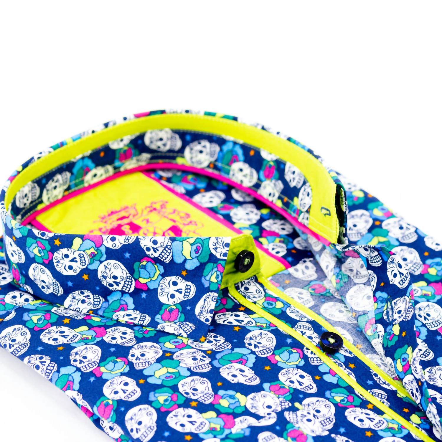 Eight X - Men's Skulls And Roses Button Down Print Shirt