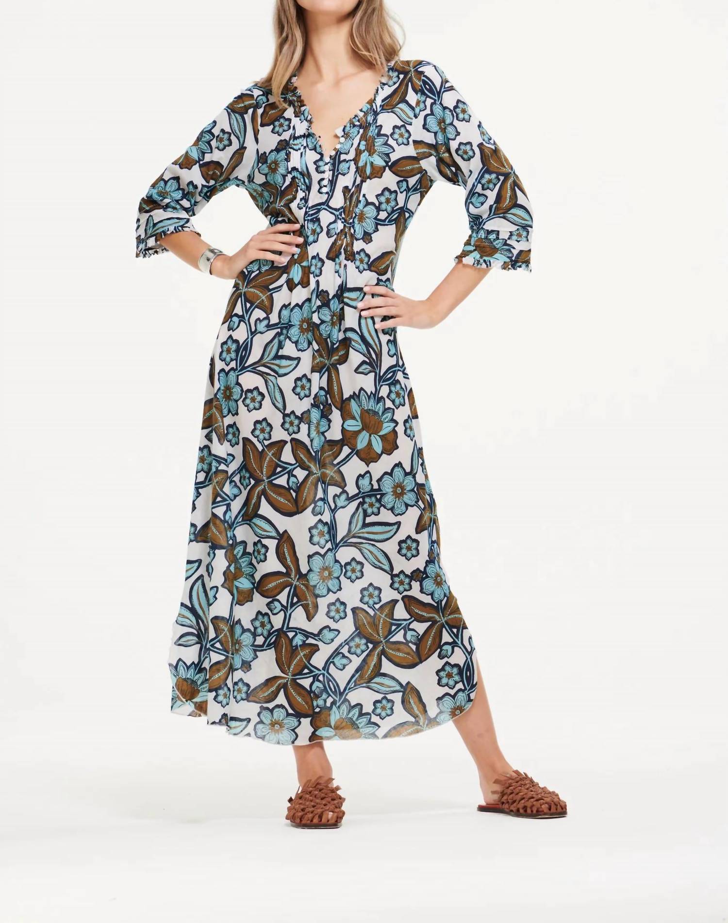 oneseason Oman Long Poppy Maxi Dress in white - women's dress