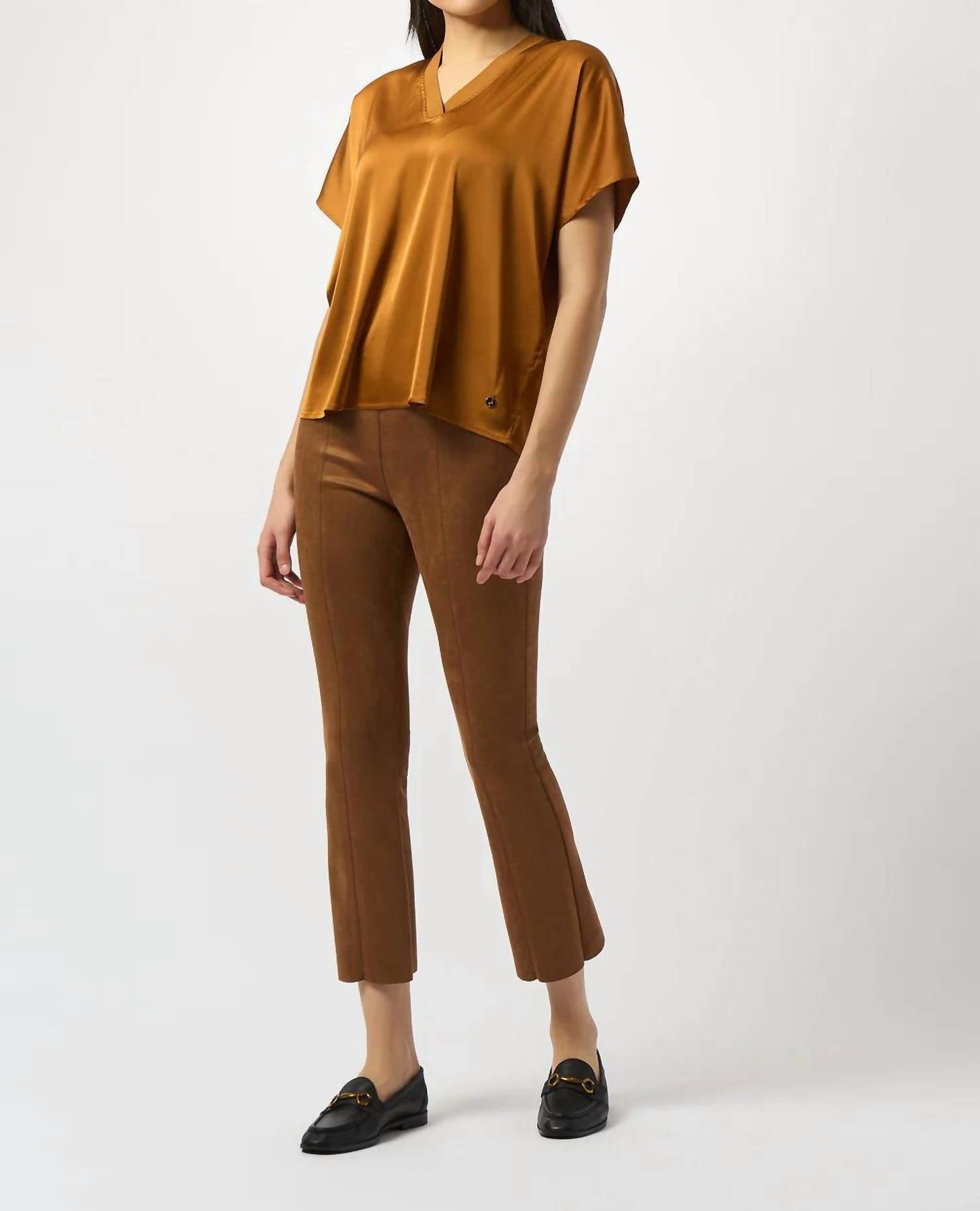 Joseph Ribkoff - V-neck Short Sleeve Boxy Satin Top