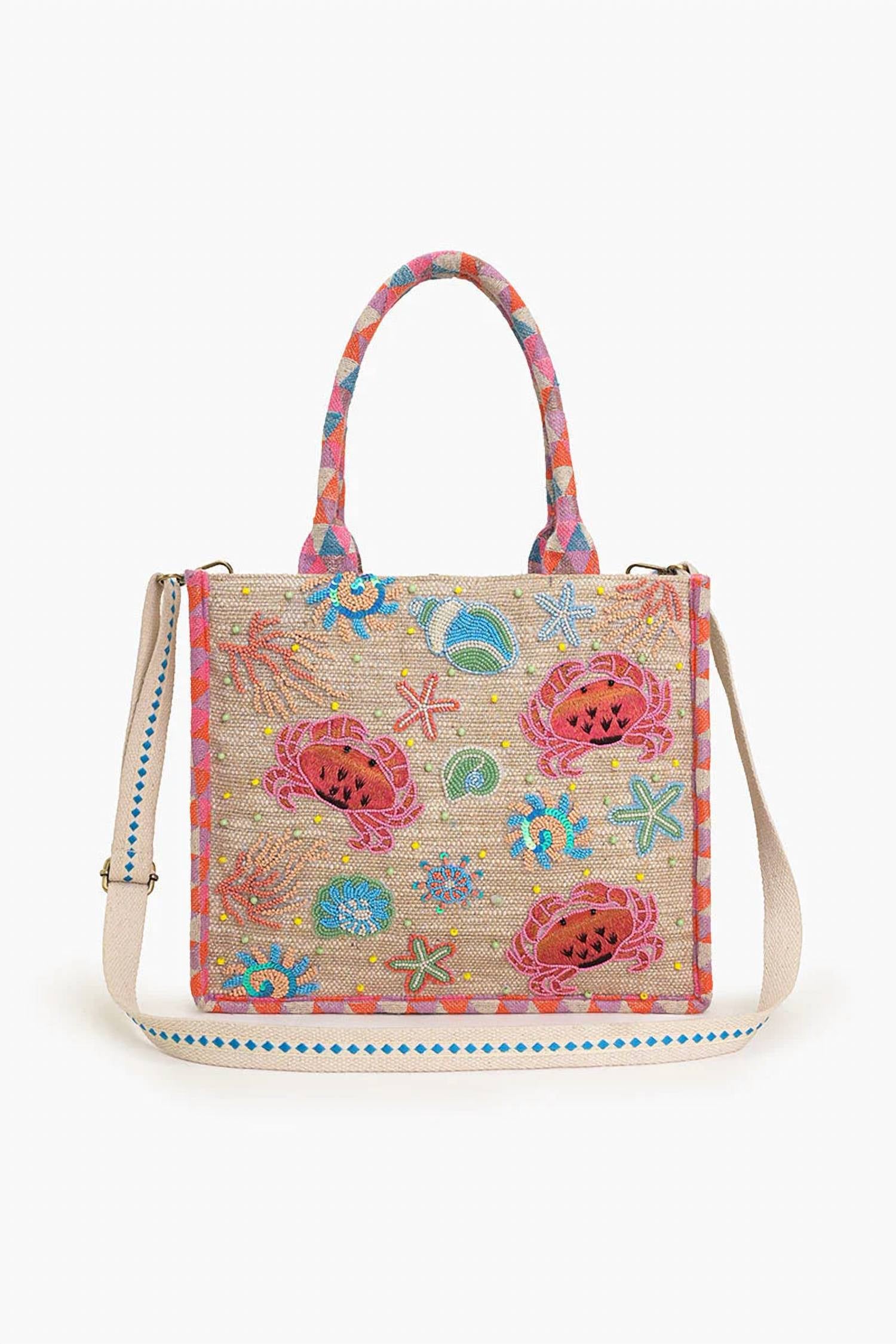America & Beyond - Crab Shell Embelished Tote Bag