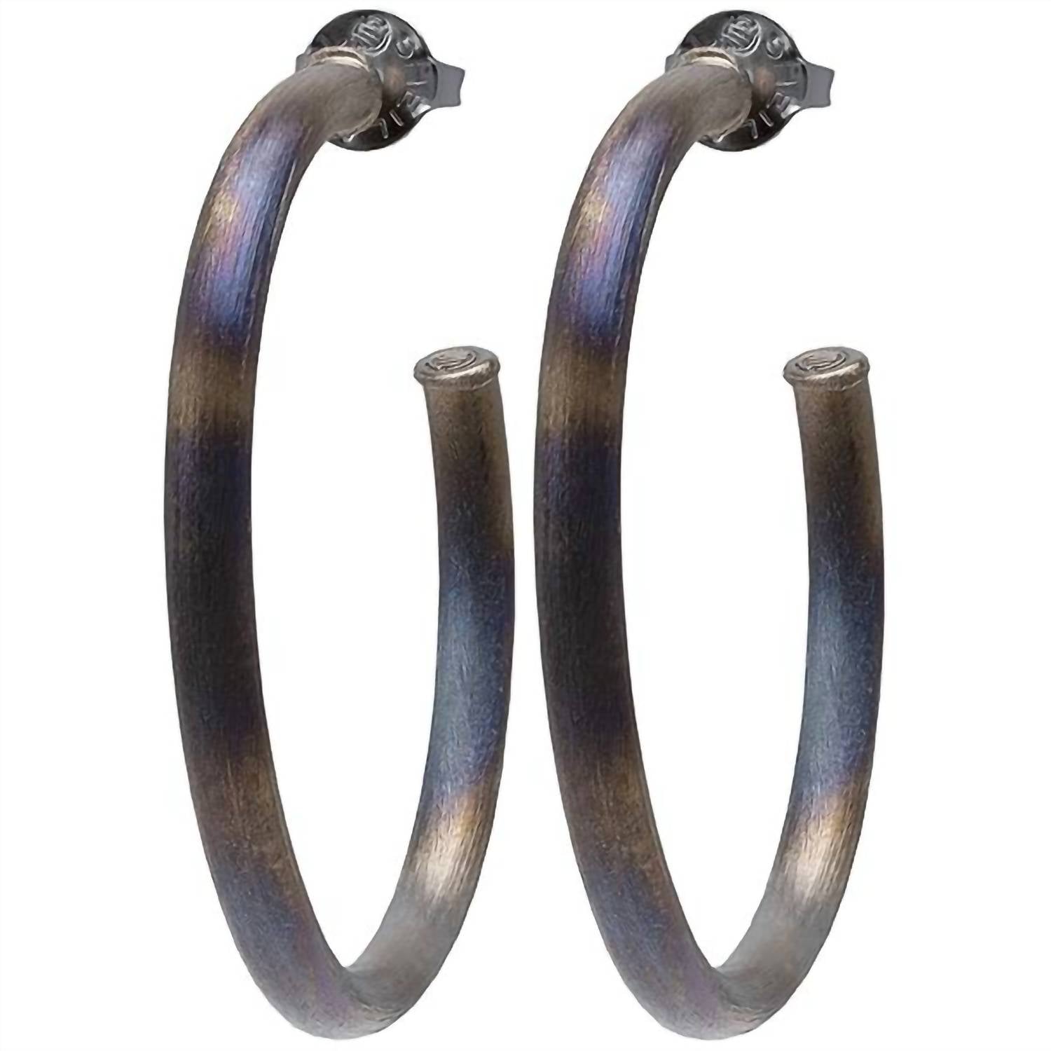 SHEILA FAJL Women's Arlene Large Hoops in burnished gunmetal - women's jewelry - view 4