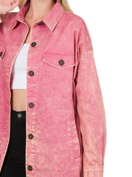 Zenana - Oversized Vintage Washed Shacket