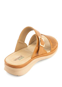 Andrea Women's Comfort Padded Footbed Sandal in cognac - women's sandal - detail view