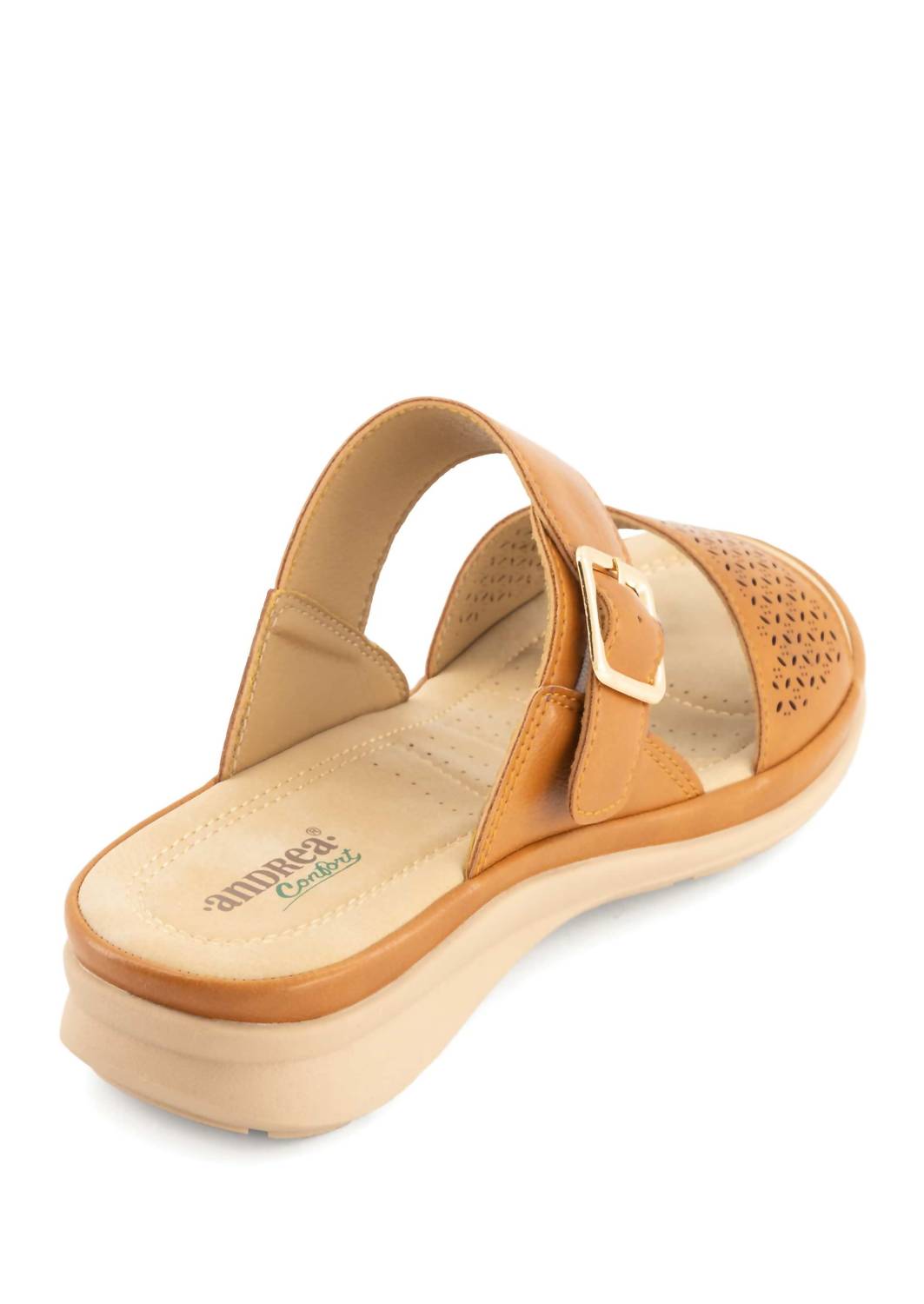 Andrea Women's Comfort Padded Footbed Sandal in cognac - women's sandal - detail view
