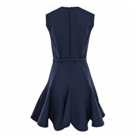 Oscar De La Renta - Women's Sleeveless Scallop Hem Dress With Belt