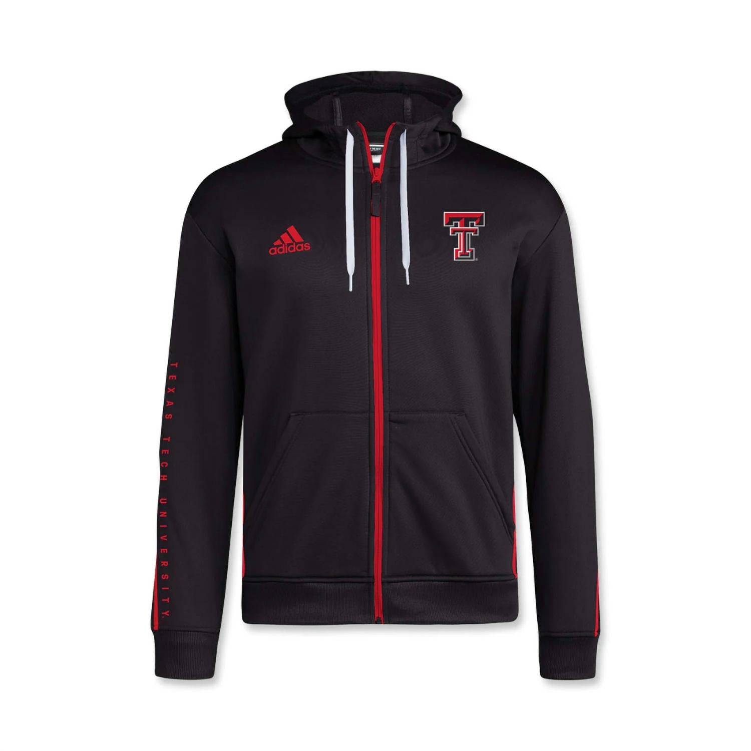 adidas Men's Texas Tech Fleece Full Zip Hood Jacket in black - men's shirt