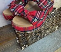 Corkys Footwear - Women's Put A Bow On It Holiday Plaid Wedge Shoes