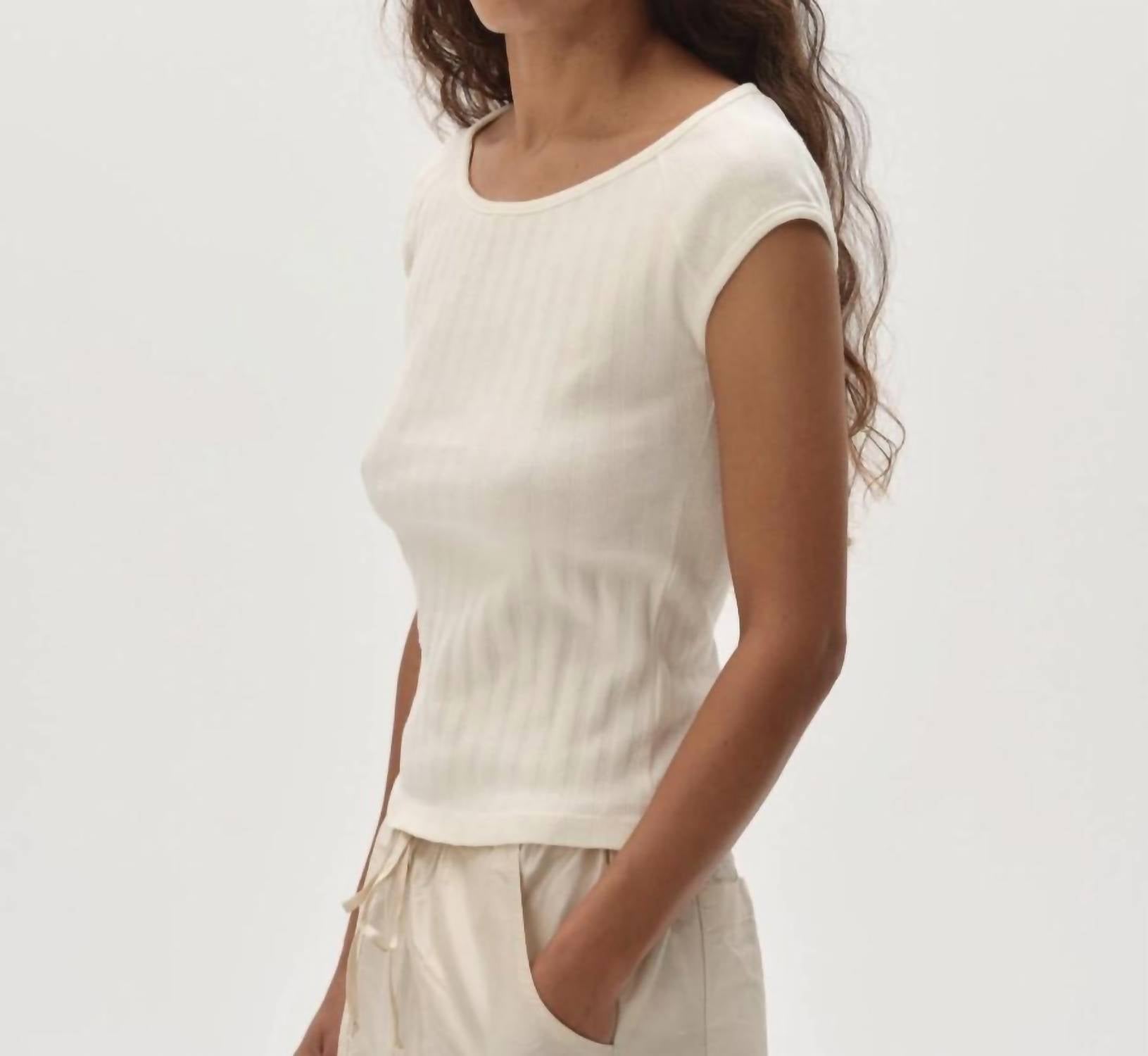 Donni. - varied rib wide neck tee